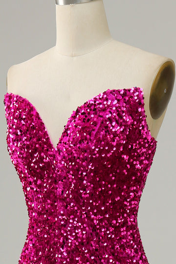 Fucsia Vestido de Lentejuelas Sirena